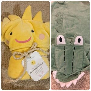 Pottery Barn kids hooded towels set of two. Sunshine brand NWT and alligator